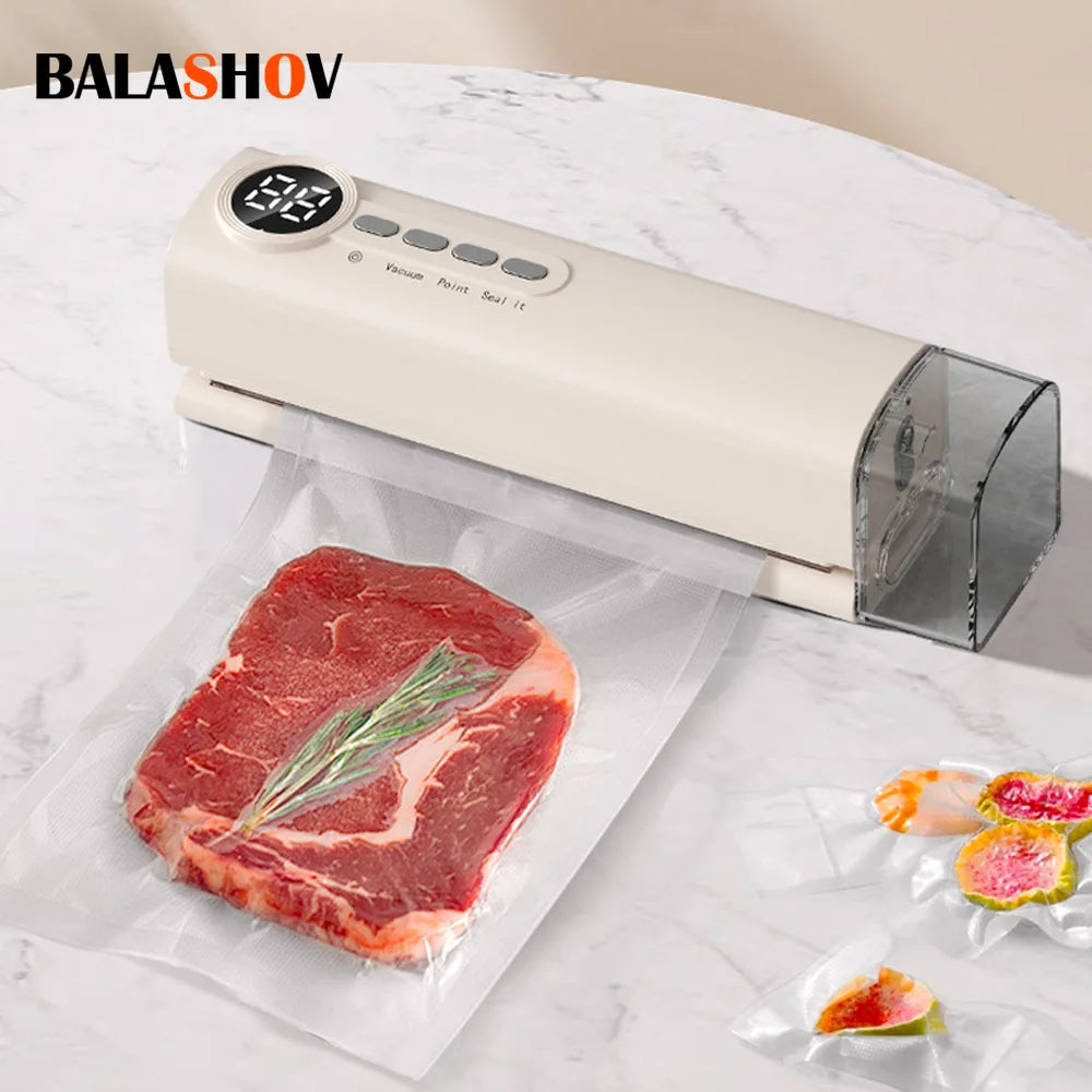 Mini Cordless Vacuum Sealer Digital Display Strong Suction Easy to Use Multi-purpose Heat Sealer Rechargeable Food Bag Sealer