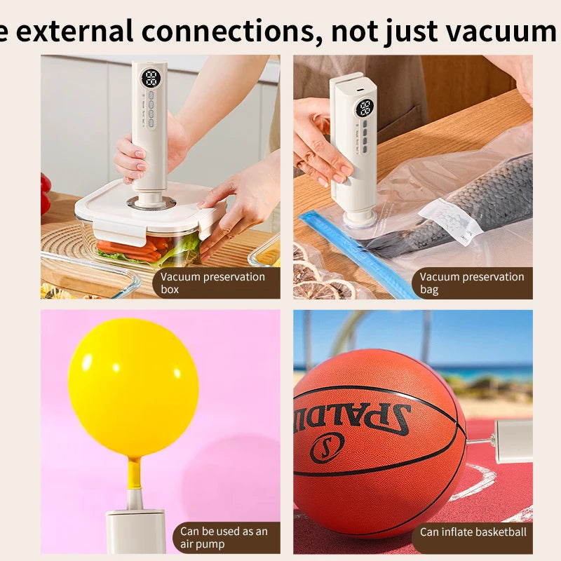 Mini Cordless Vacuum Sealer Digital Display Strong Suction Easy to Use Multi-purpose Heat Sealer Rechargeable Food Bag Sealer